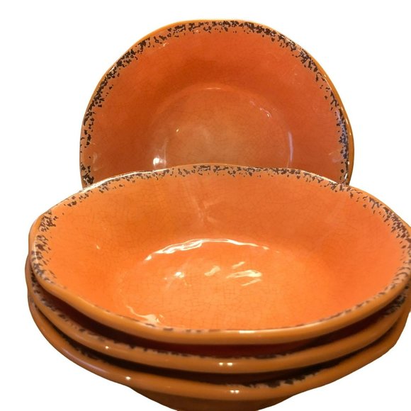 Tommy Bahama Other - Tommy Bahama Orange Coral Rustic Crackle 7" Bowls Melamine Set of 4